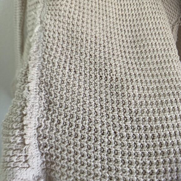 Free People Cream Waffle Knit Moonshine Cold Shoulder V-Neck Sweater Boho Sz S/P - Picture 9 of 12
